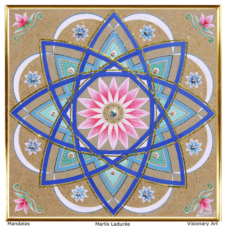 Green Lotus Mandala 100 cm x 100 cm Glaze, oil on canvas crystal